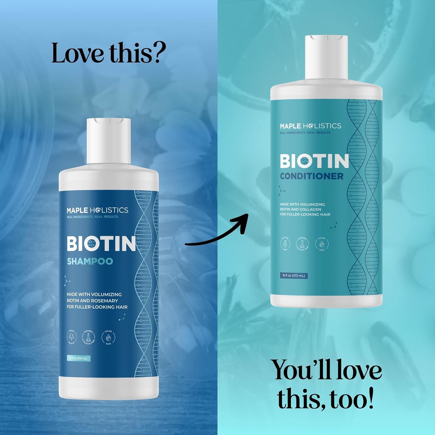 Biotin Shampoo for Thinning Hair - Volumizing, Sulfate-Free, 95% Natural