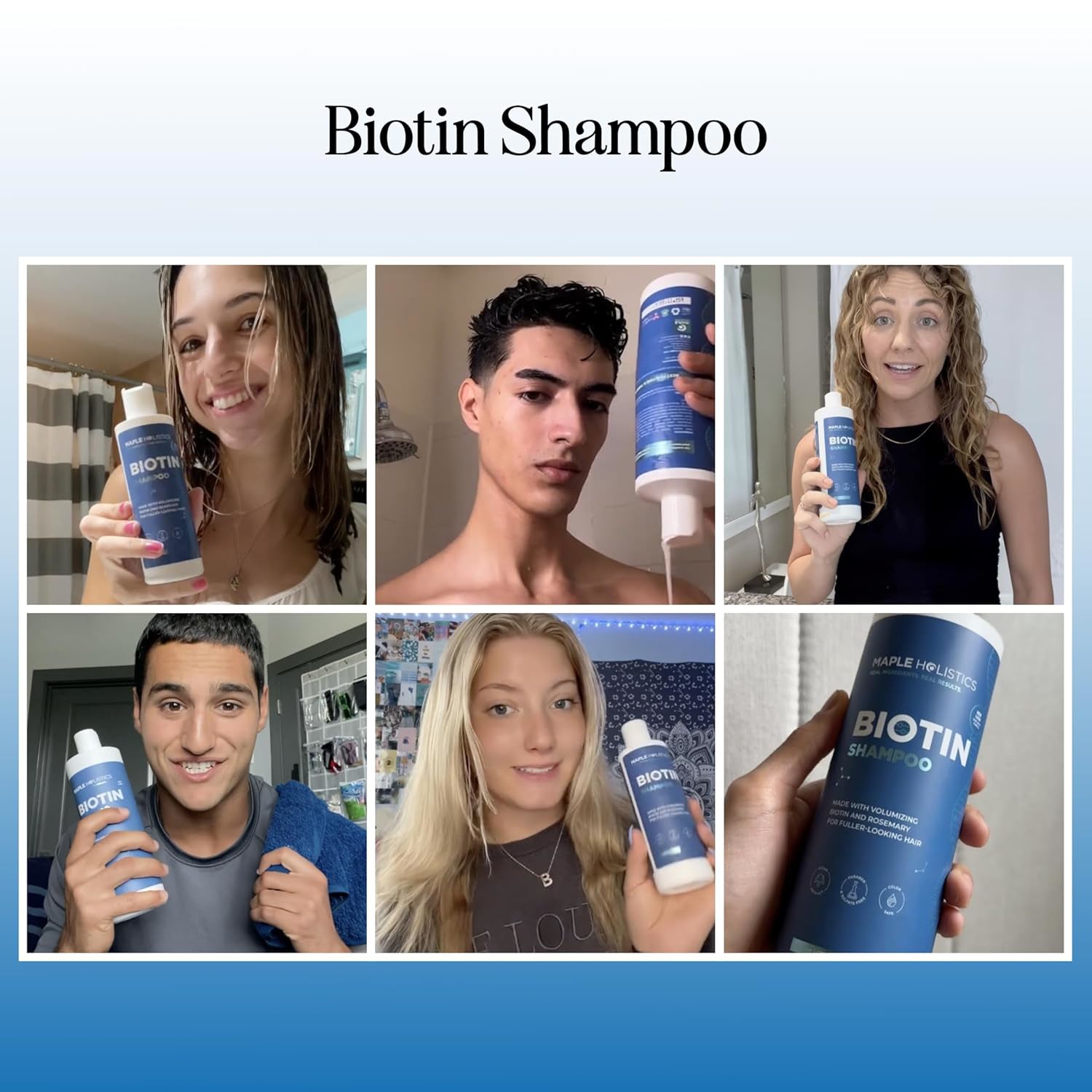 Biotin Shampoo for Thinning Hair - Volumizing, Sulfate-Free, 95% Natural