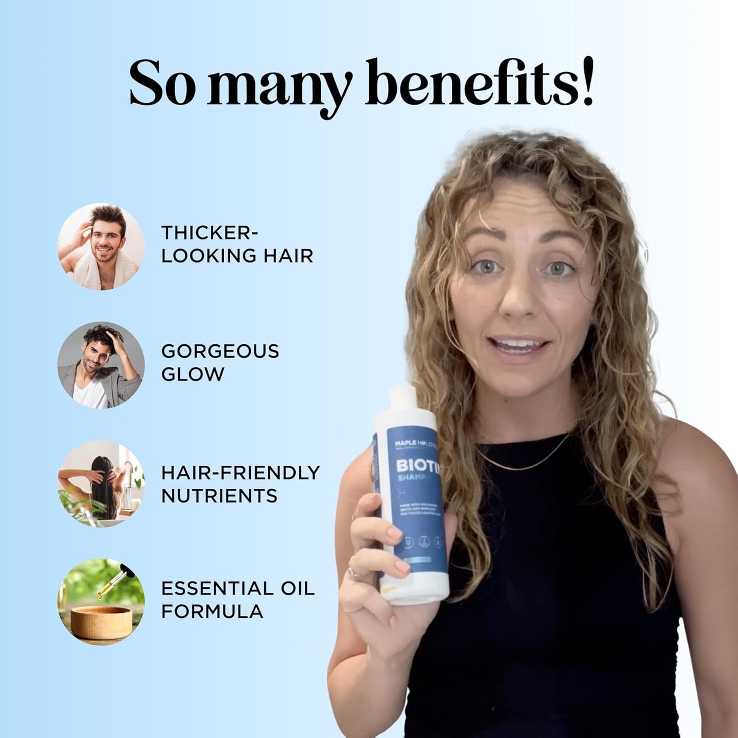 Biotin Shampoo for Thinning Hair - Volumizing, Sulfate-Free, 95% Natural