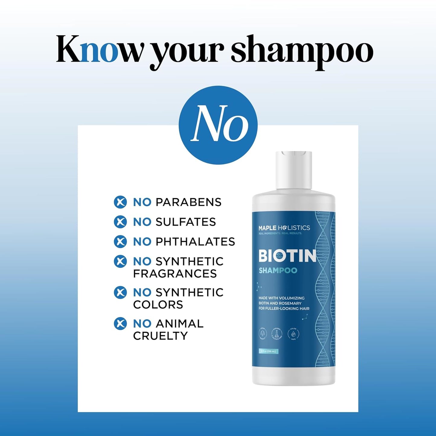 Biotin Shampoo for Thinning Hair - Volumizing, Sulfate-Free, 95% Natural