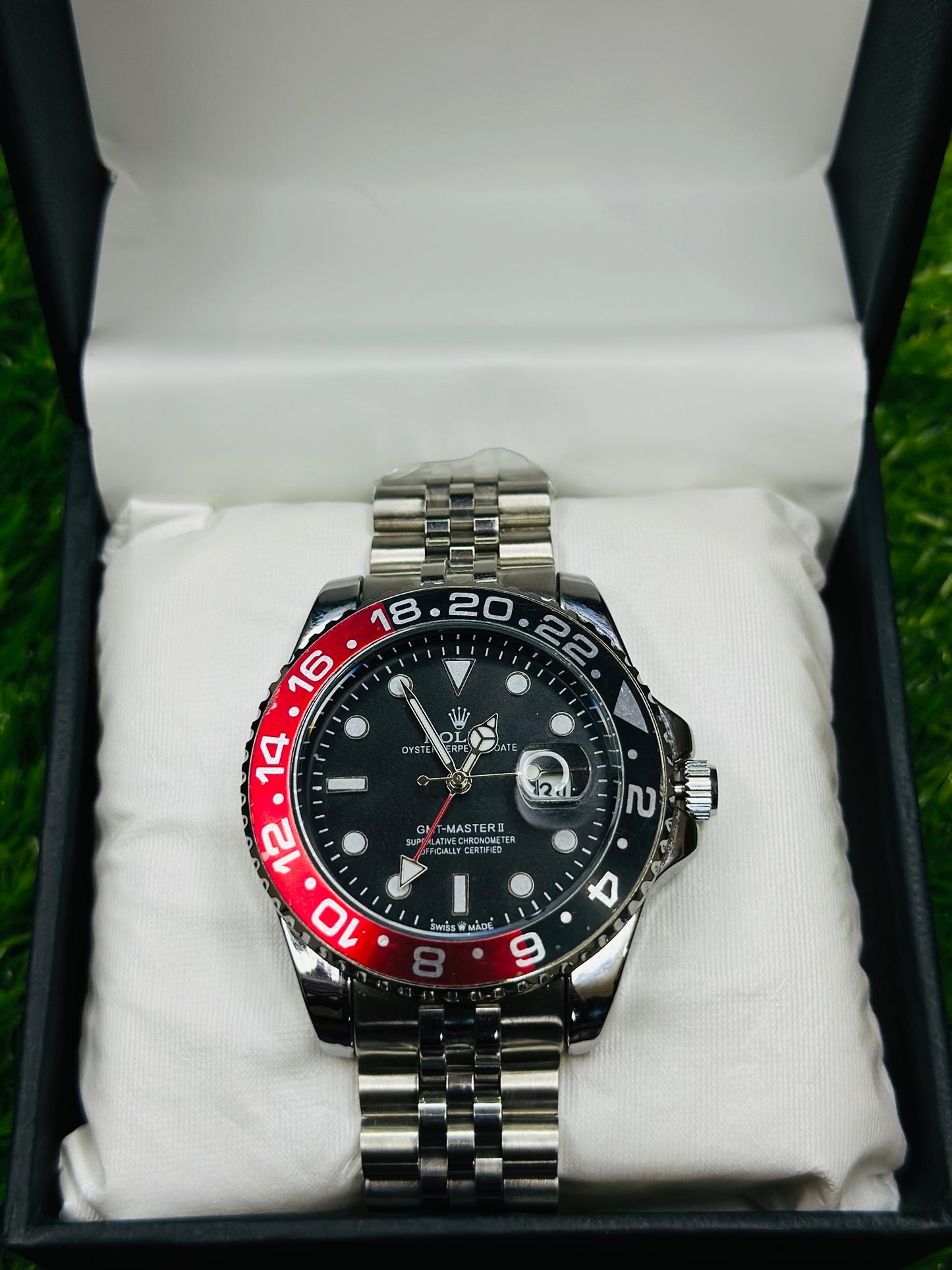 Premium Rolex-Inspired Blue Dial Watch with Diamond Markers & Jubilee Strap