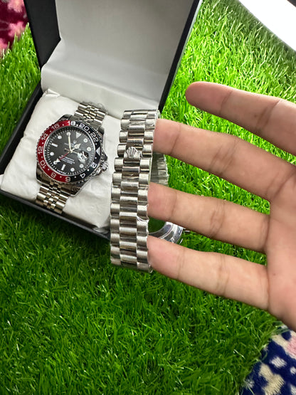 Premium Rolex-Inspired Blue Dial Watch with Diamond Markers & Jubilee Strap