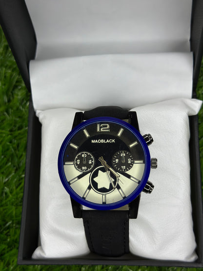 🕰️ Mao Black Edition – Classic Analog Watch with Leather Strap